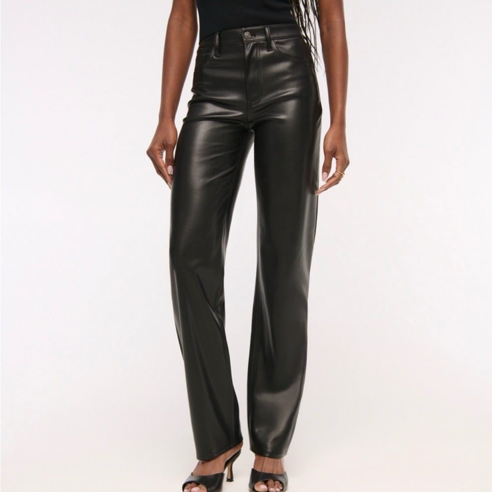 Abercrombie & Fitch Black Flare Leather Jeans 0 Short